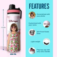 Personalized Flamingo Kids Stainless Steel Water Bottle