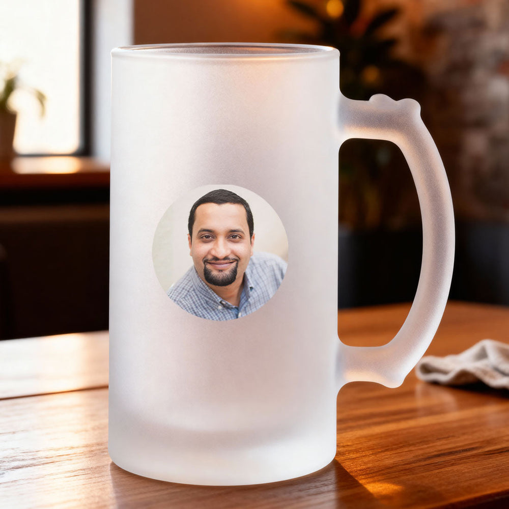 Customized Photo Print Glass Beer Mug