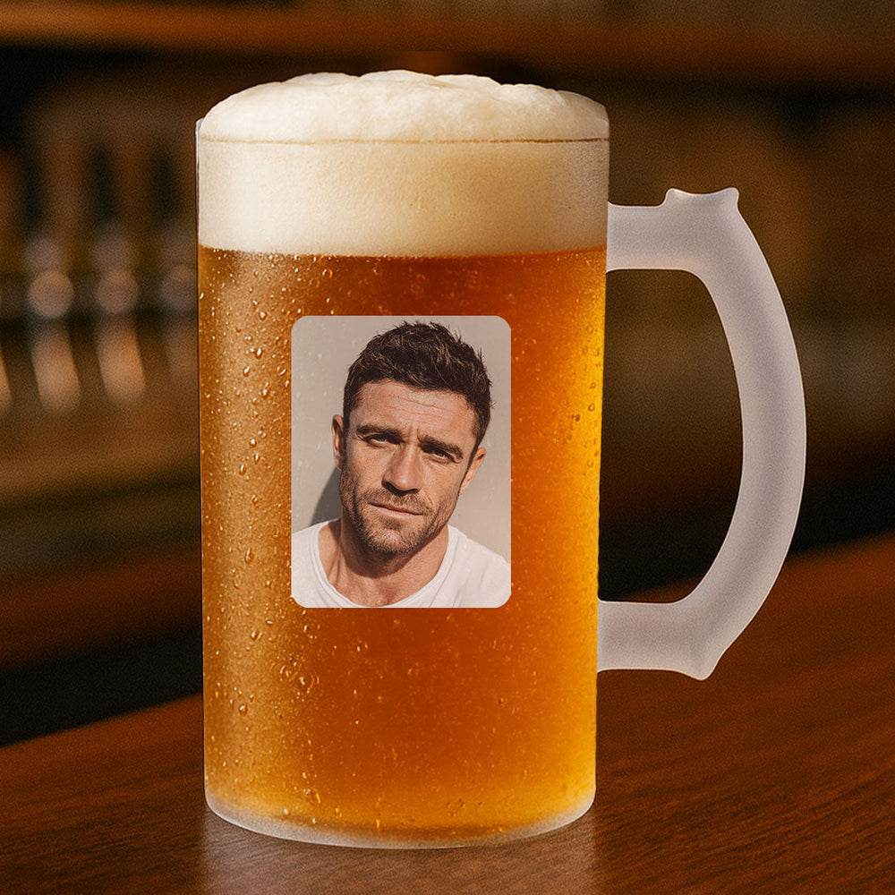 Customized Photo Print Glass Beer Mug