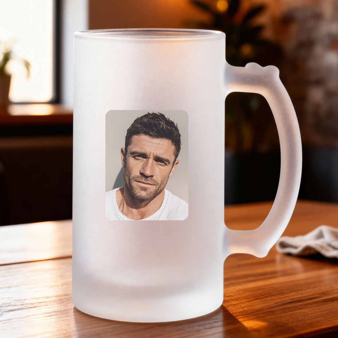 Customized Photo Print Glass Beer Mug