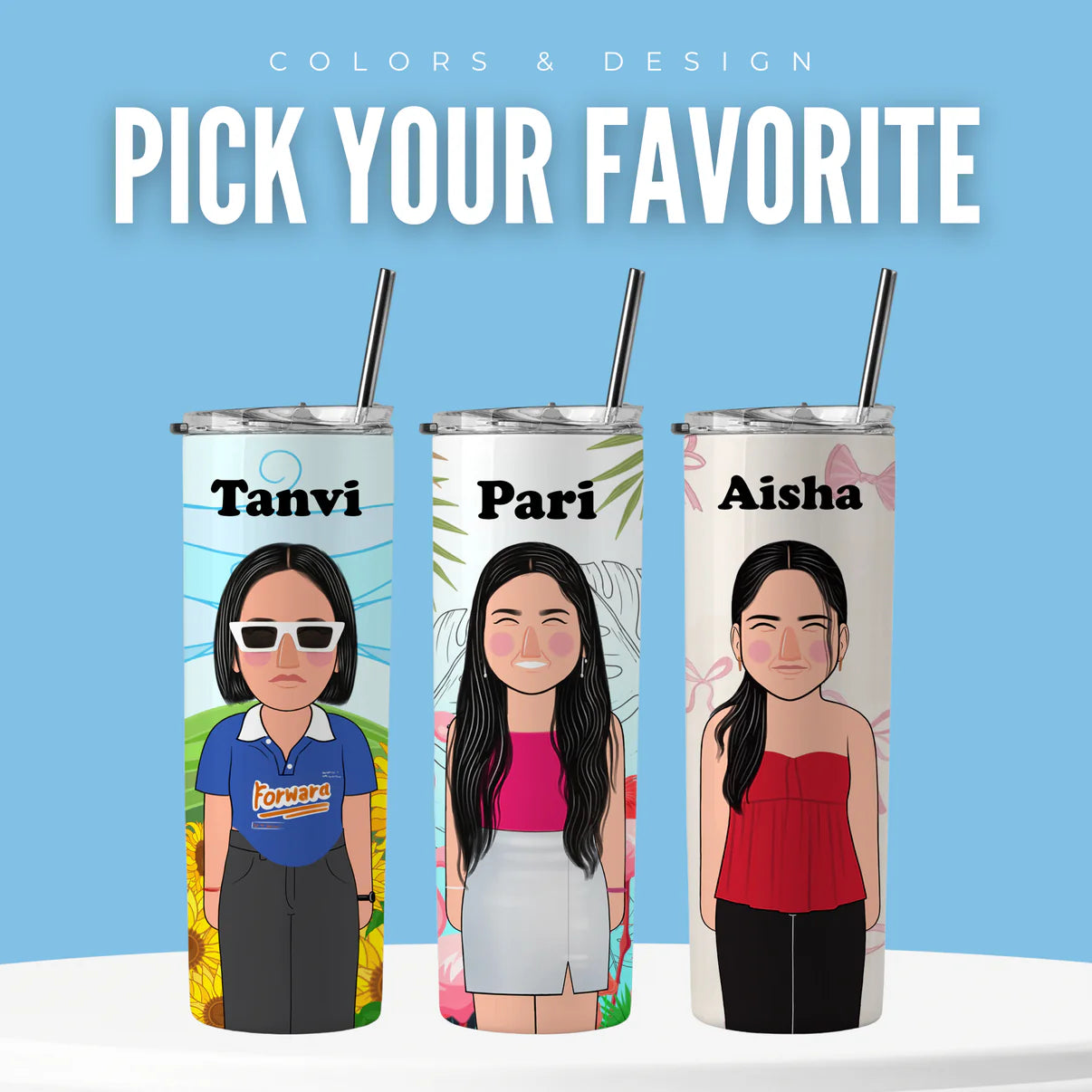 Personalized Stainless Steel Tumbler With Free Steel Straw