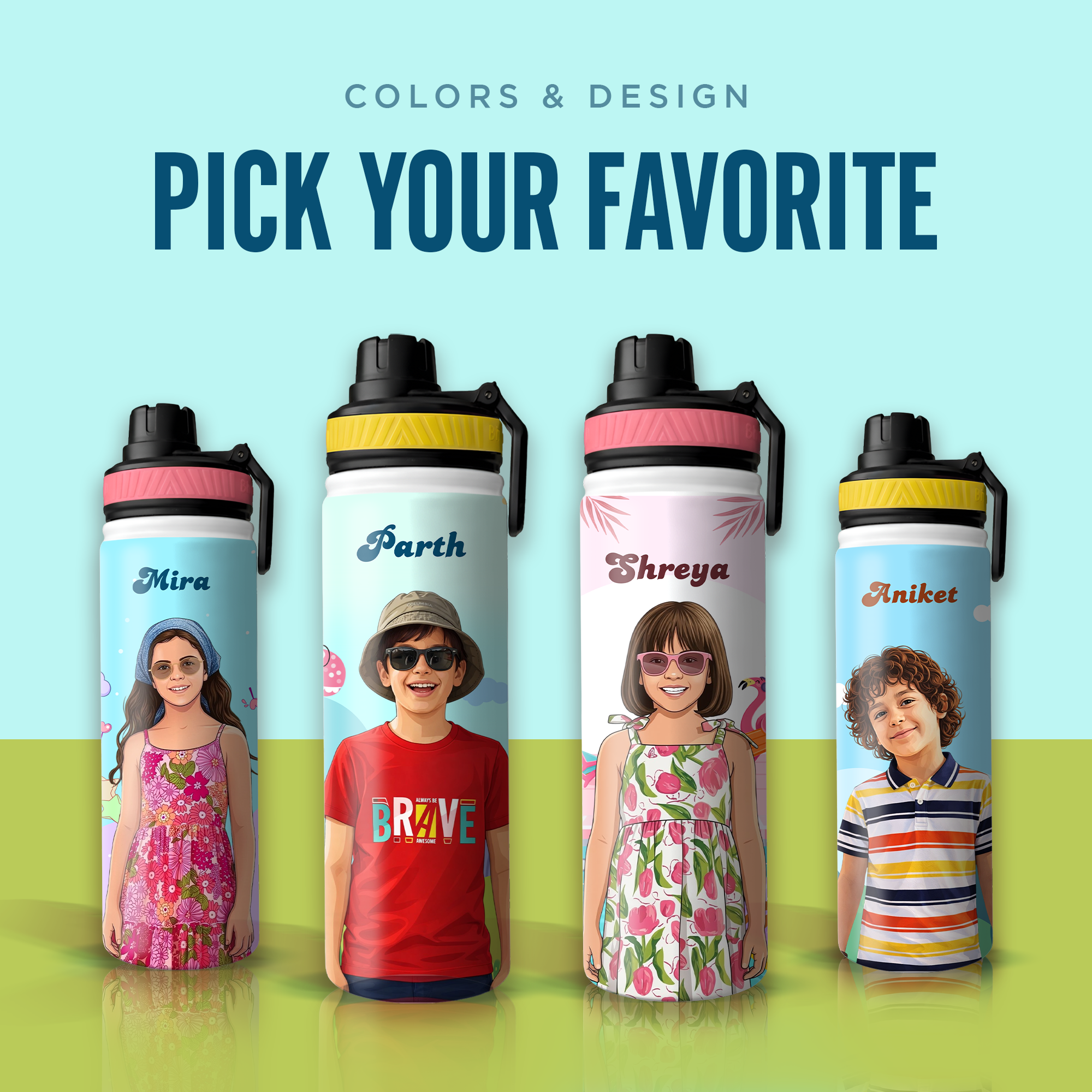 Personalized Giraffe Kids Stainless Steel Water Bottle